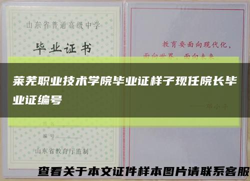 莱芜职业技术学院毕业证样子现任院长毕业证编号缩略图