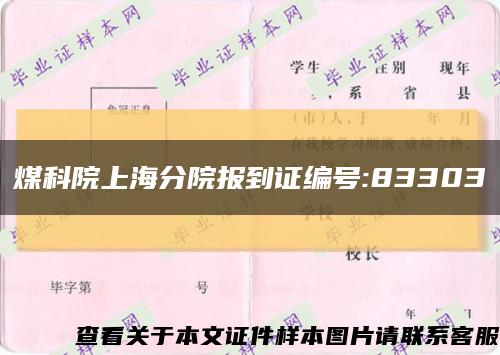 煤科院上海分院报到证编号:83303缩略图