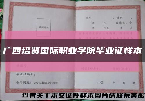 广西培贤国际职业学院毕业证样本缩略图