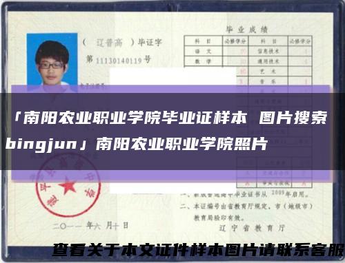 「南阳农业职业学院毕业证样本 图片搜索 bingjun」南阳农业职业学院照片缩略图