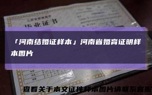 「河南结婚证样本」河南省婚育证明样本图片缩略图