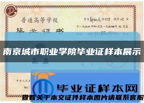 南京城市职业学院毕业证样本展示缩略图