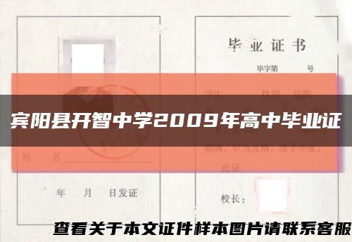 宾阳县开智中学2009年高中毕业证缩略图