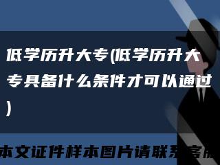 低学历升大专(低学历升大专具备什么条件才可以通过)缩略图