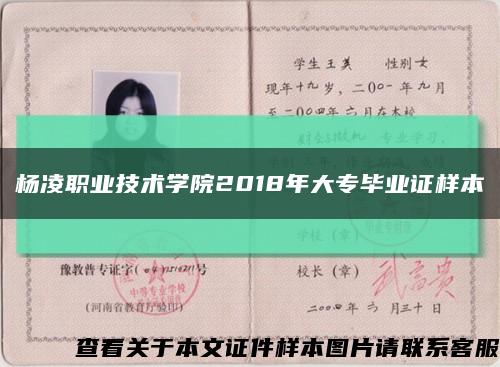 杨凌职业技术学院2018年大专毕业证样本缩略图