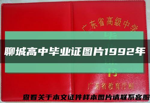 聊城高中毕业证图片1992年缩略图