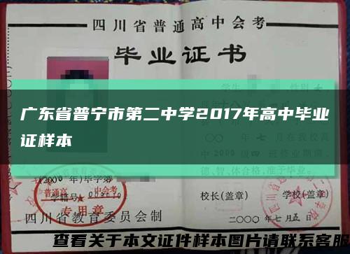 广东省普宁市第二中学2017年高中毕业证样本缩略图