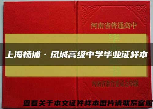上海杨浦·凤城高级中学毕业证样本缩略图