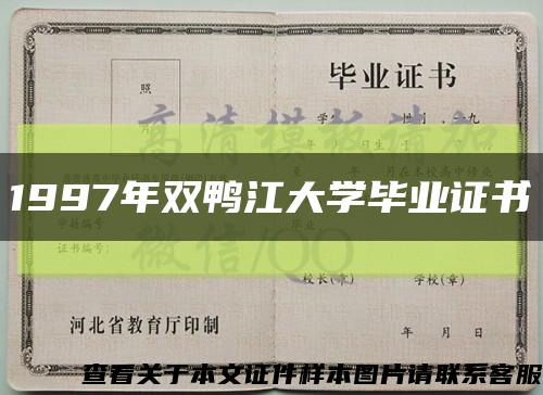 1997年双鸭江大学毕业证书缩略图