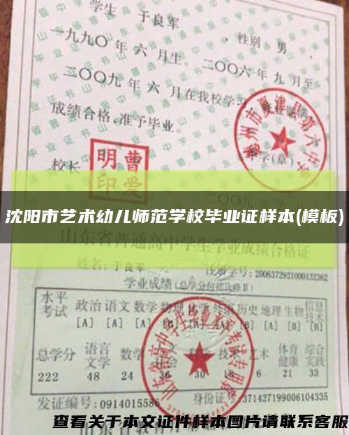沈阳市艺术幼儿师范学校毕业证样本(模板)缩略图