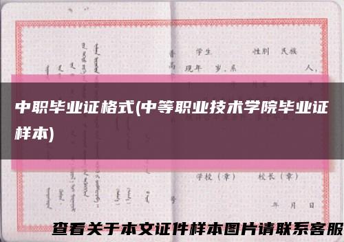 中职毕业证格式(中等职业技术学院毕业证样本)缩略图