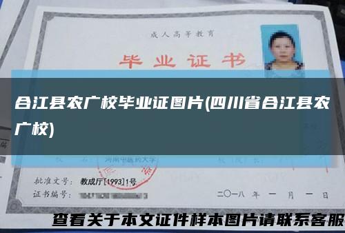 合江县农广校毕业证图片(四川省合江县农广校)缩略图