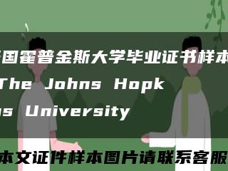 美国霍普金斯大学毕业证书样本  The Johns Hopkins University缩略图