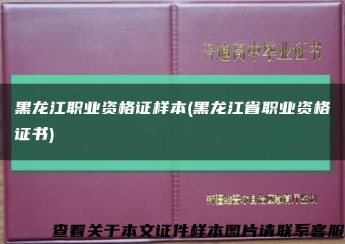 黑龙江职业资格证样本(黑龙江省职业资格证书)缩略图
