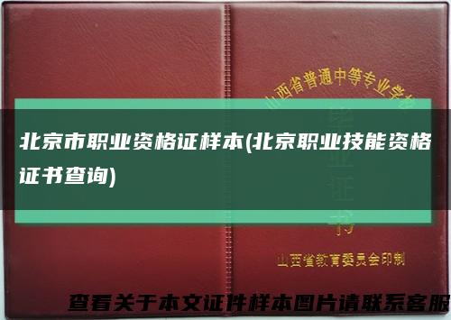 北京市职业资格证样本(北京职业技能资格证书查询)缩略图