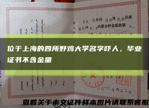 位于上海的四所野鸡大学名字吓人，毕业证书不含金量缩略图