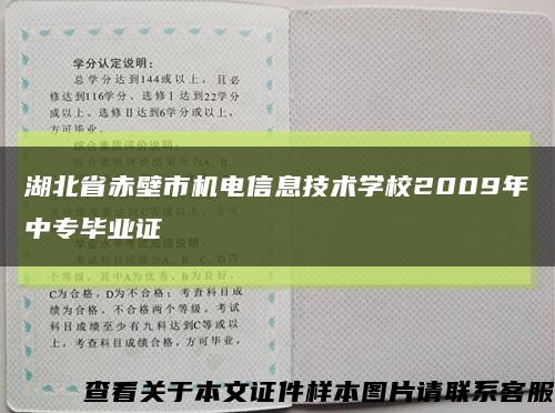 湖北省赤壁市机电信息技术学校2009年中专毕业证缩略图