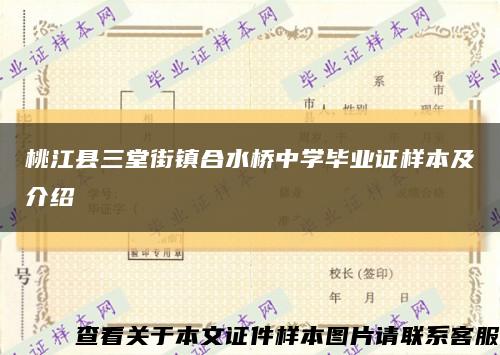 桃江县三堂街镇合水桥中学毕业证样本及介绍缩略图