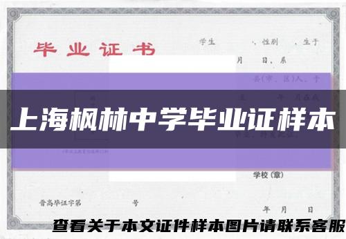 上海枫林中学毕业证样本缩略图