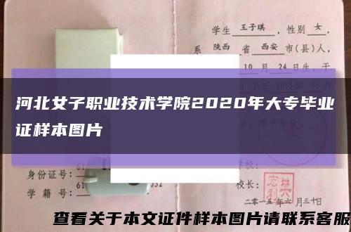 河北女子职业技术学院2020年大专毕业证样本图片缩略图