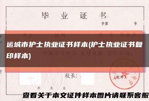 运城市护士执业证书样本(护士执业证书复印样本)缩略图