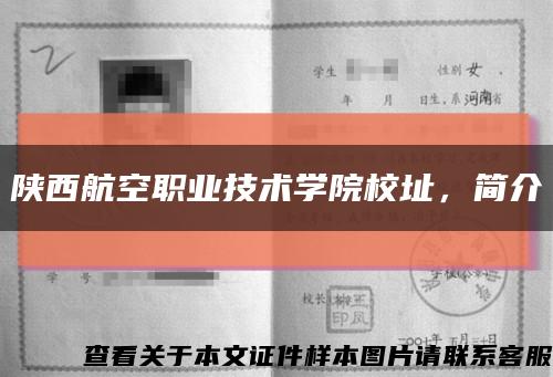 陕西航空职业技术学院校址，简介缩略图