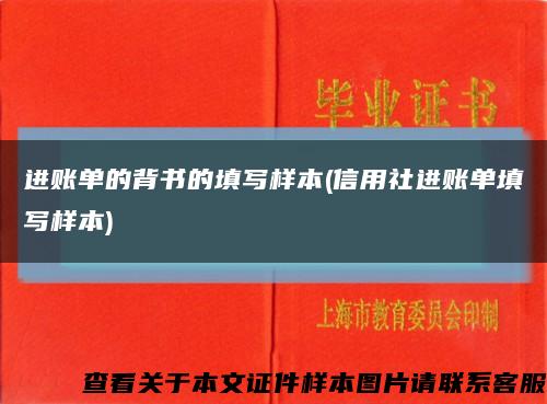 进账单的背书的填写样本(信用社进账单填写样本)缩略图