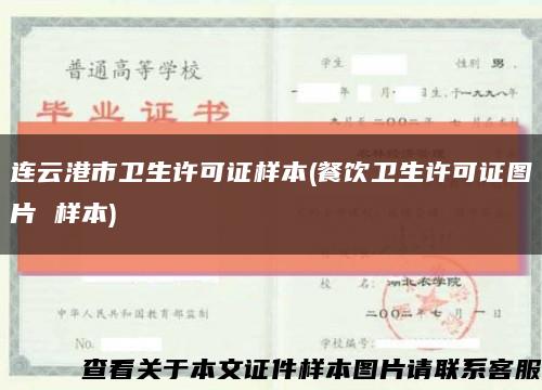 连云港市卫生许可证样本(餐饮卫生许可证图片 样本)缩略图