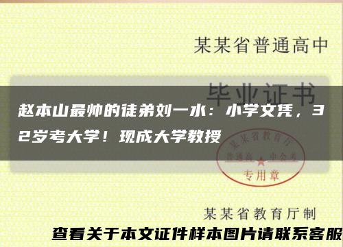 赵本山最帅的徒弟刘一水：小学文凭，32岁考大学！现成大学教授缩略图