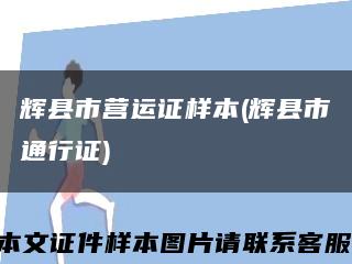 辉县市营运证样本(辉县市通行证)缩略图