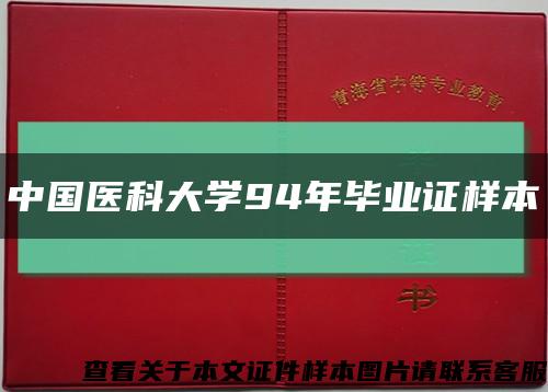 中国医科大学94年毕业证样本缩略图