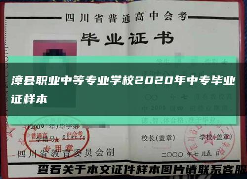 漳县职业中等专业学校2020年中专毕业证样本缩略图