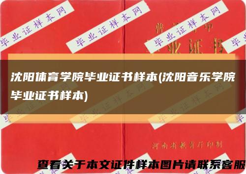 沈阳体育学院毕业证书样本(沈阳音乐学院毕业证书样本)缩略图