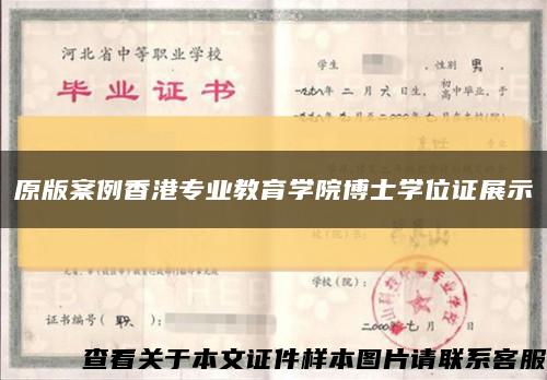 原版案例香港专业教育学院博士学位证展示缩略图