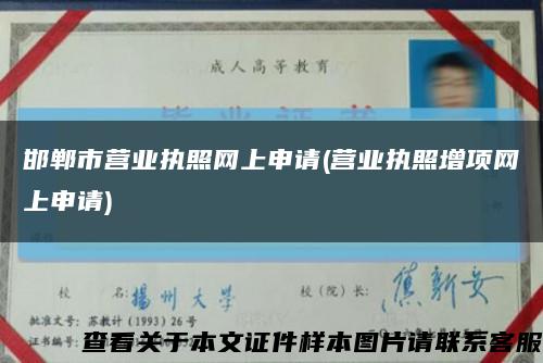 邯郸市营业执照网上申请(营业执照增项网上申请)缩略图