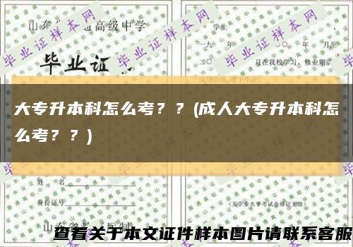 大专升本科怎么考？？(成人大专升本科怎么考？？)缩略图