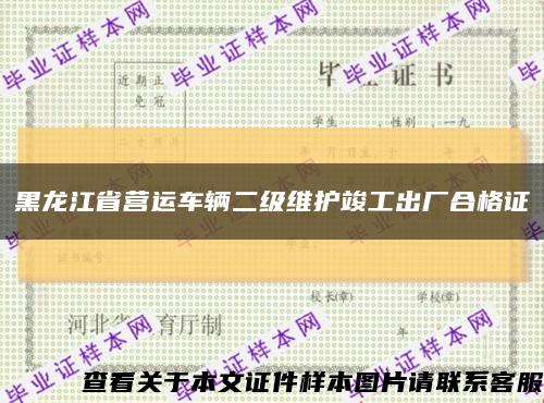 黑龙江省营运车辆二级维护竣工出厂合格证缩略图