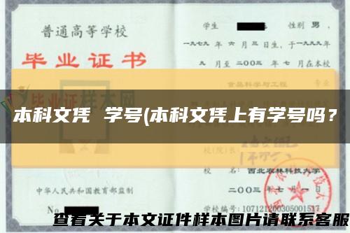 本科文凭 学号(本科文凭上有学号吗？缩略图
