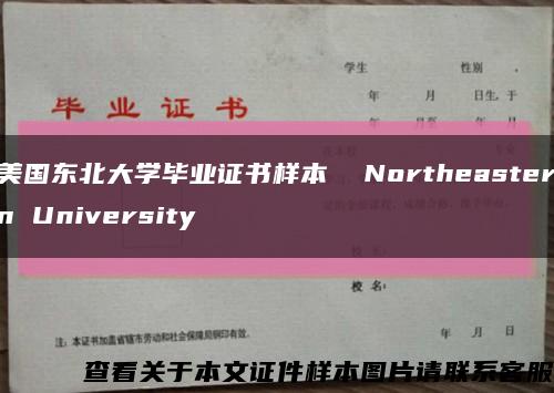 美国东北大学毕业证书样本  Northeastern University缩略图