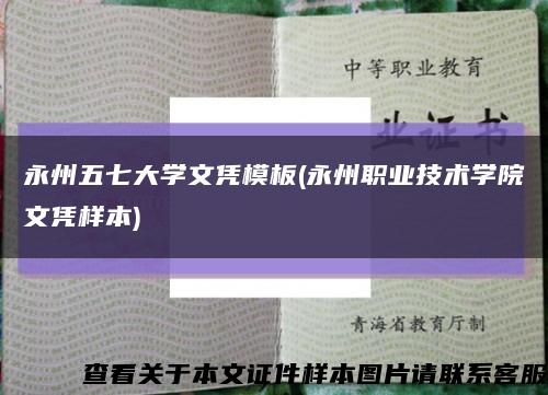 永州五七大学文凭模板(永州职业技术学院文凭样本)缩略图