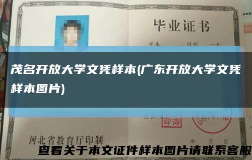 茂名开放大学文凭样本(广东开放大学文凭样本图片)缩略图