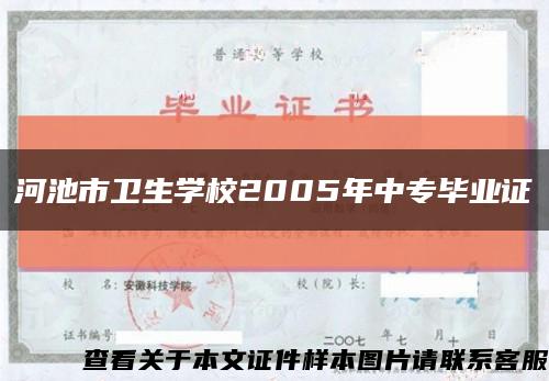 河池市卫生学校2005年中专毕业证缩略图