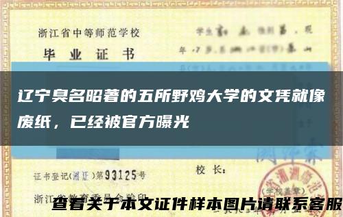 辽宁臭名昭著的五所野鸡大学的文凭就像废纸，已经被官方曝光缩略图