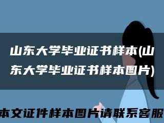 山东大学毕业证书样本(山东大学毕业证书样本图片)缩略图