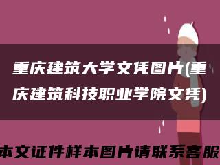 重庆建筑大学文凭图片(重庆建筑科技职业学院文凭)缩略图