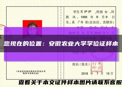 您现在的位置：安徽农业大学学位证样本缩略图