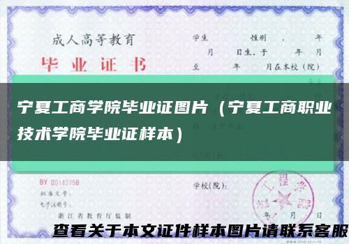 宁夏工商学院毕业证图片（宁夏工商职业技术学院毕业证样本）缩略图