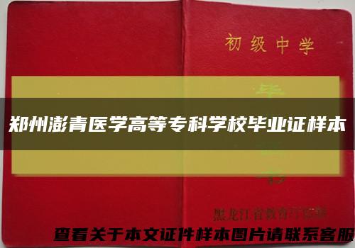 郑州澎青医学高等专科学校毕业证样本缩略图