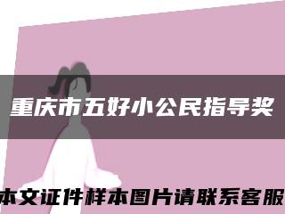 重庆市五好小公民指导奖缩略图