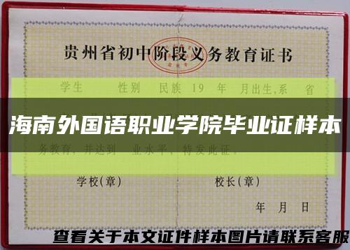 海南外国语职业学院毕业证样本缩略图